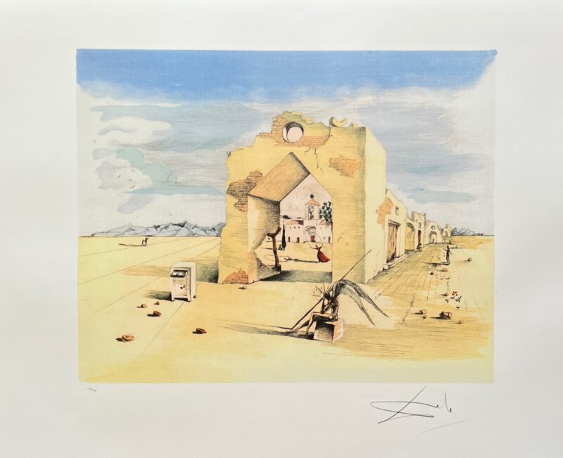 Salvador Dali PARANOIC VILLAGE Limited Edition Facsimile Signed Lithograph