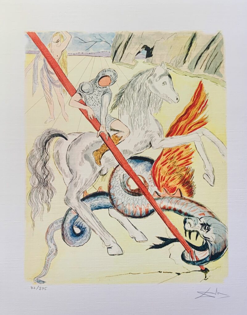 Salvador Dali SAINT GEORGE & DRAGON Facsimile Signed Limited Edition Giclee