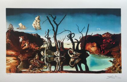 Salvador Dali SWANS REFLECTING ELEPHANTS Facsimile Signed & Numbered Giclee 16" x 24"