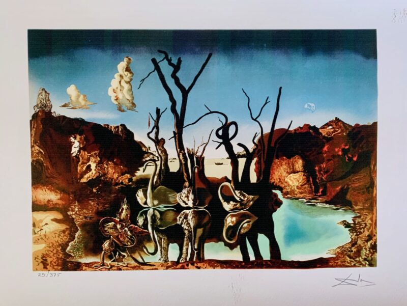 Salvador Dali SWANS REFLECTING ELEPHANTS Facsimile Signed & Numbered Giclee