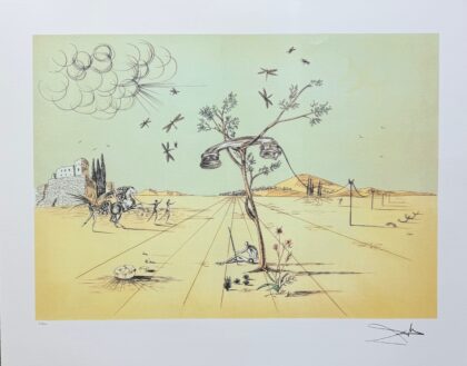 Salvador Dali TELEPHONE IN THE DESERT Signed Limited Edition Lithograph 21x25