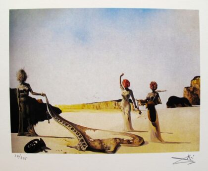 Salvador Dali THREE YOUNG SURREALIST WOMEN Facsimile Signed & Numbered Giclee