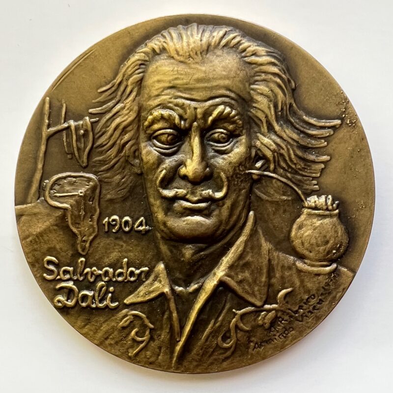 Salvador Dali Relief Bronze Medal Art 3" Diameter reverse