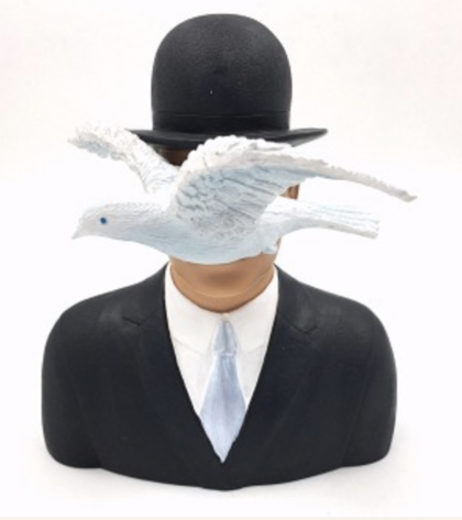 RENE MAGRITTE "MAN WITH HAT AND DOVE" Art Sculpture Statue Figurine