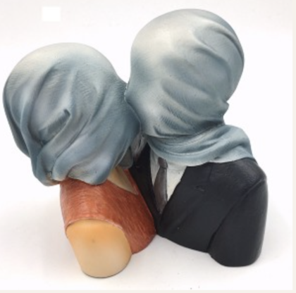 RENE MAGRITTE "LOVERS WITH COVERED HEADS" Art Sculpture Statue Figurine