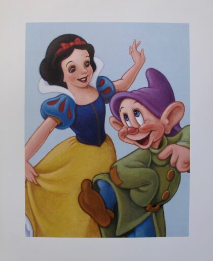 DISNEY SNOW WHITE and DOPEY Lithograph SEVEN DWARFS