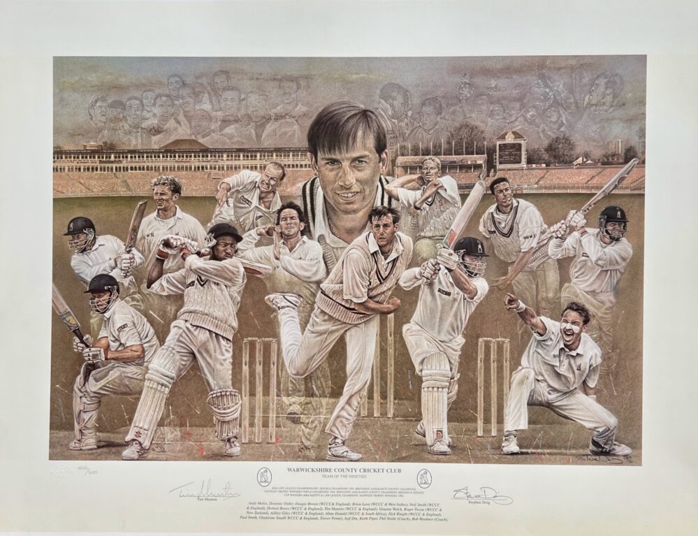 Stephen Doig WARWICKSHIRE COUNTY CRICKET CLUB Hand Signed Lithograph