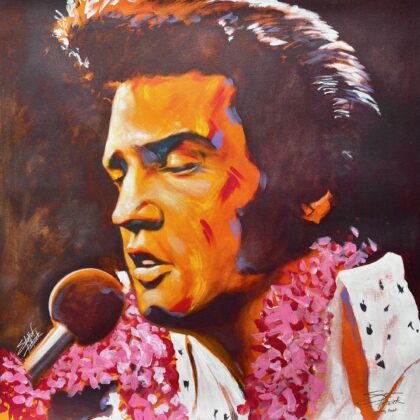 Stephen Fishwick ALOHA ELVIS PRESLEY Hand Signed Giclee on Canvas