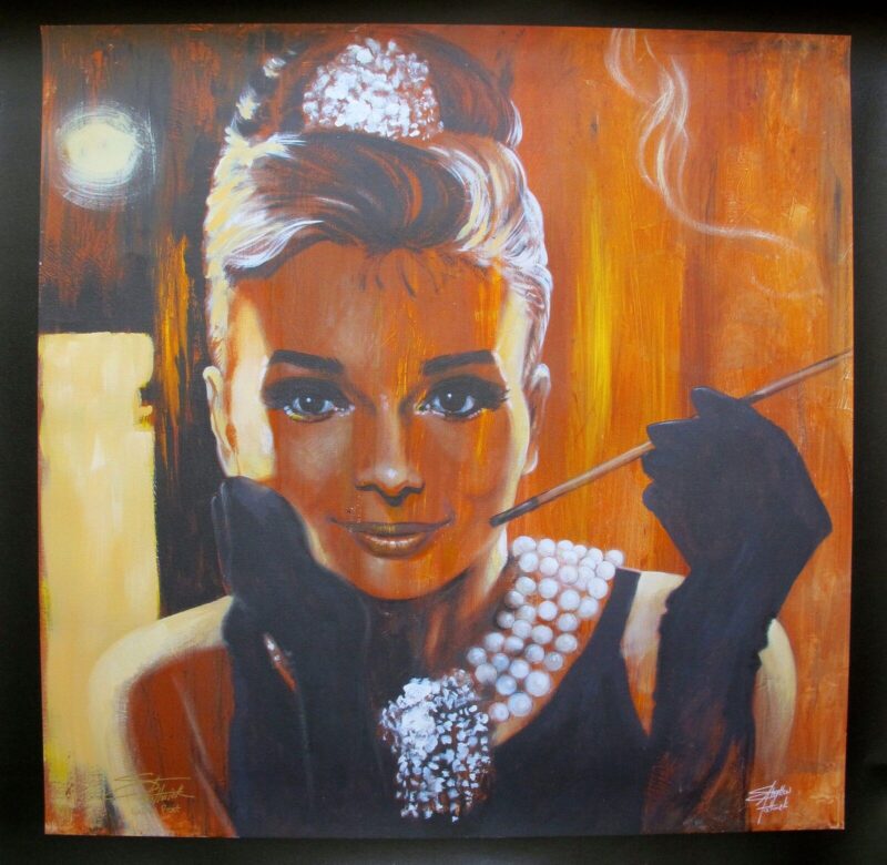 Stephen Fishwick BREAKFAST AUDREY HEPBURN Hand Signed Limited Edition Large Giclee Canvas