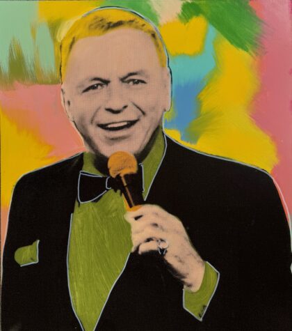 Steve Kaufman FRANK SINATRA Hand Signed Silkscreen on Stretched Canvas 36 x 32