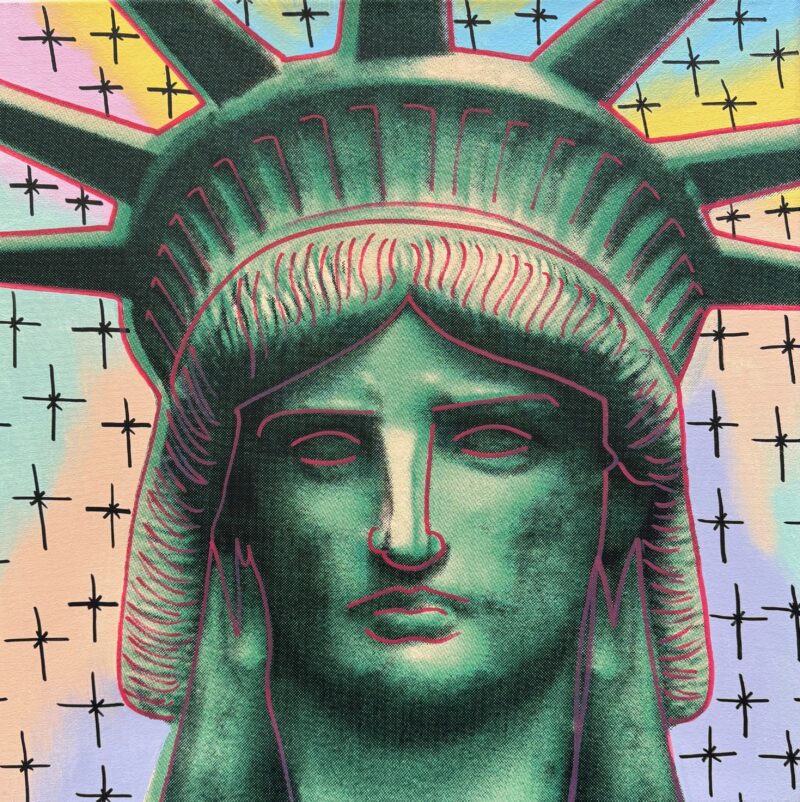 Steve Kaufman LADY LIBERTY Hand Signed Silkscreen on Stretched Canvas 20 x 20