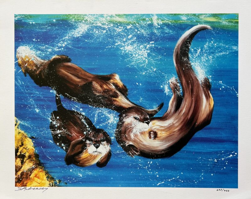 Susan Andreasen SEA OTTERS Hand Signed Limited Edition Serigraph Art