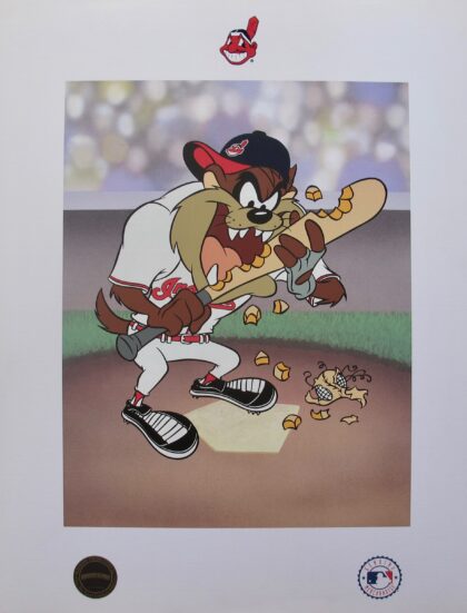 TAZ BASEBALL CLEVELAND INDIANS Warner Bros Limited Edition Lithograph