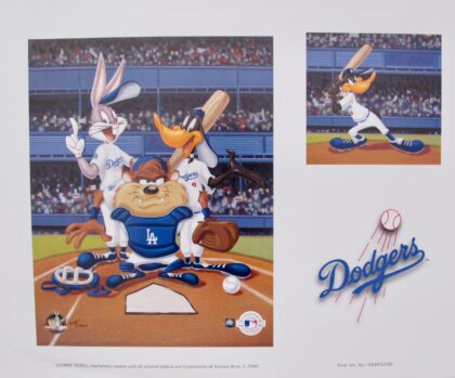 TAZ BUGS BUNNY BASEBALL L.A. DODGERS Looney Tunes Limited Edition Lithograph