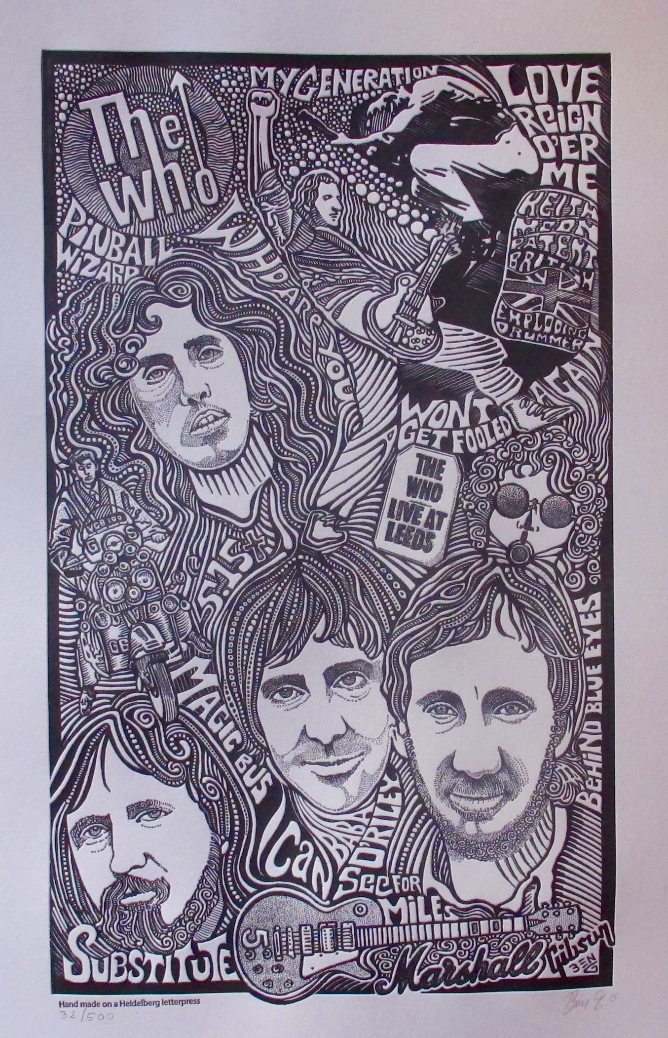 THE WHO Psychedelic Hand Signed Posterography Letterpress ART ...