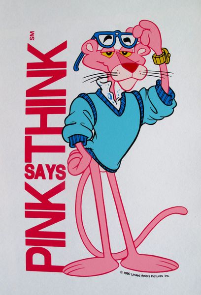 PINK PANTHER 1990 United Artist Lithograph PINK SAYS THINK