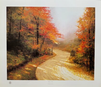 Thomas Kinkade AUTUMN LANE Hand Signed Limited Edition Lithograph 20" x 24"