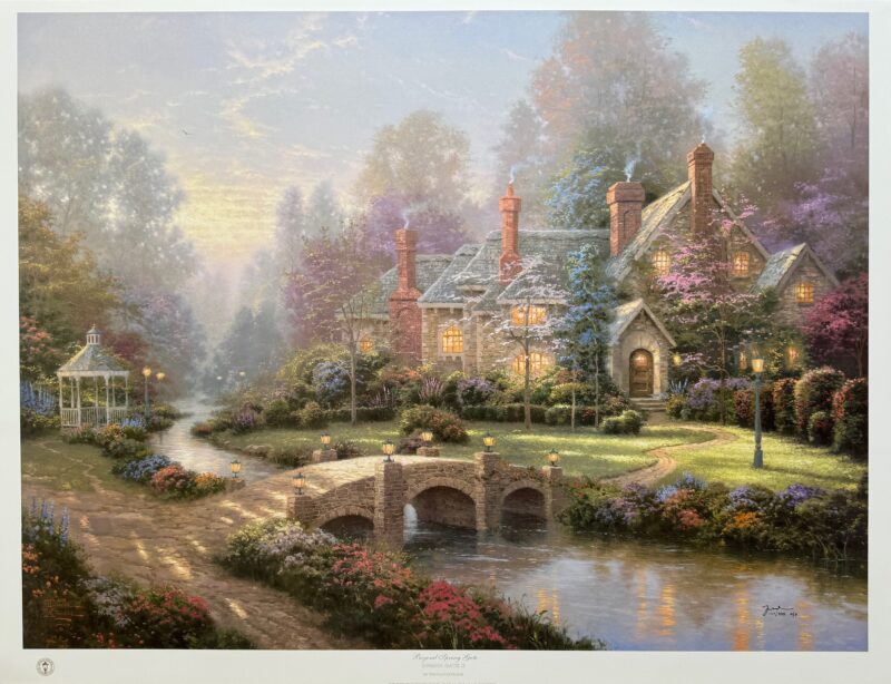 Thomas Kinkade BEYOND SPRING GATE Hand Signed Limited Edition Lithograph 25"x 34"