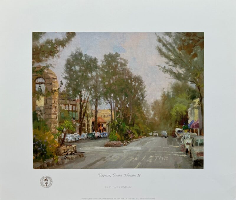 Thomas Kinkade CARMEL OCEAN AVE II Hand Signed Limited Edition Lithograph 8" x 10"