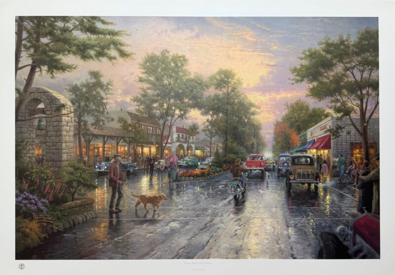 Thomas Kinkade CARMEL SUNSET ON OCEAN AVE Hand Signed L/E Lithograph 28" x 42"