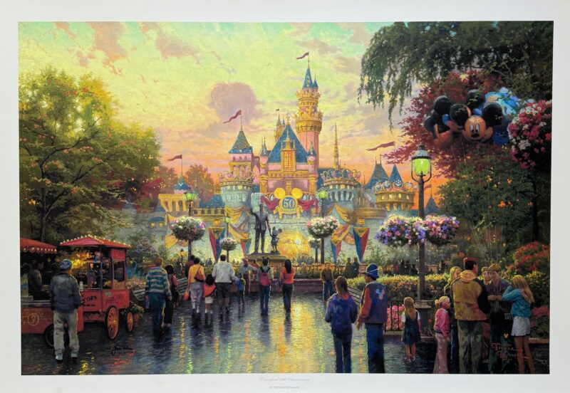 Thomas Kinkade DISNEYLAND 50th ANNIVERSARY Hand Signed L/E Lithograph 24" x 36"