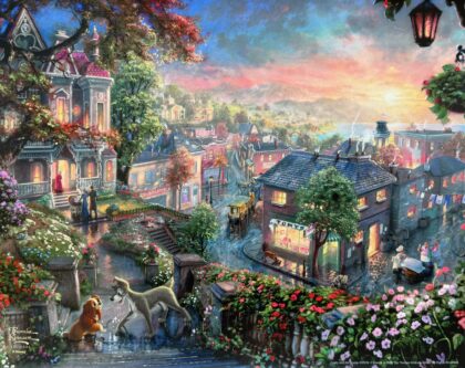 Thomas Kinkade Disney LADY AND THE TRAMP Lithograph 14"x 11" Licensed with COA