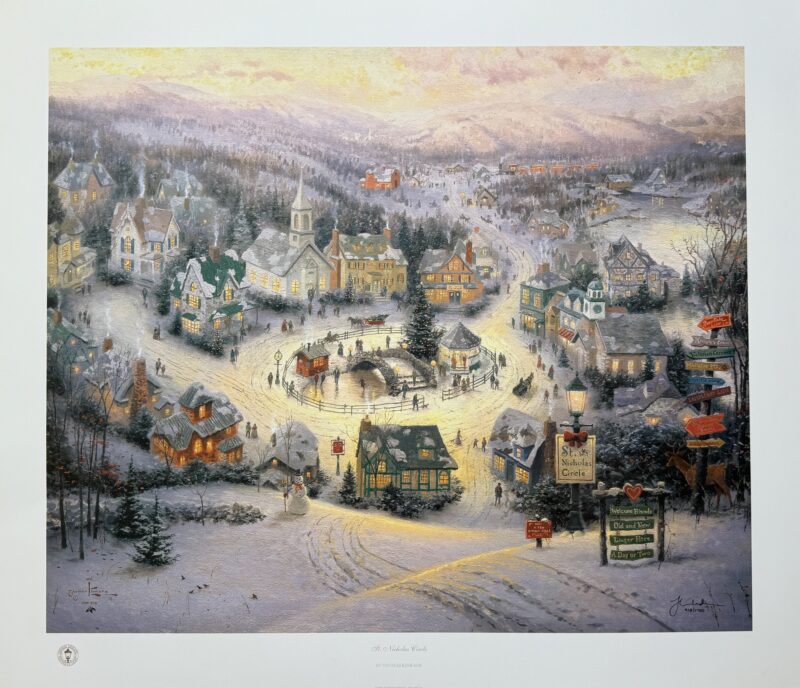 Thomas Kinkade ST NICHOLAS CIRCLE Hand Signed Limited Edition Lithograph 20" x 24"