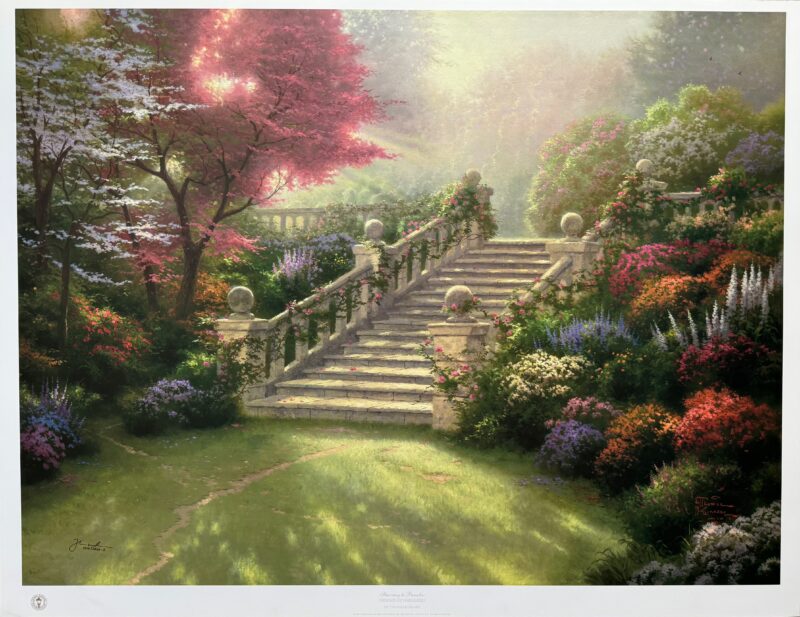 Thomas Kinkade STAIRWAY TO PARADISE Hand Signed Ltd Edition Lithograph 25" x 34"