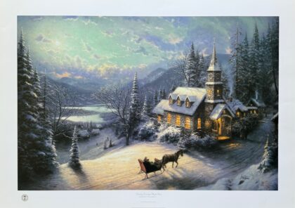 Thomas Kinkade SUNDAY EVENING SLEIGH RIDE Hand Signed L/E Lithograph 18" x 27"