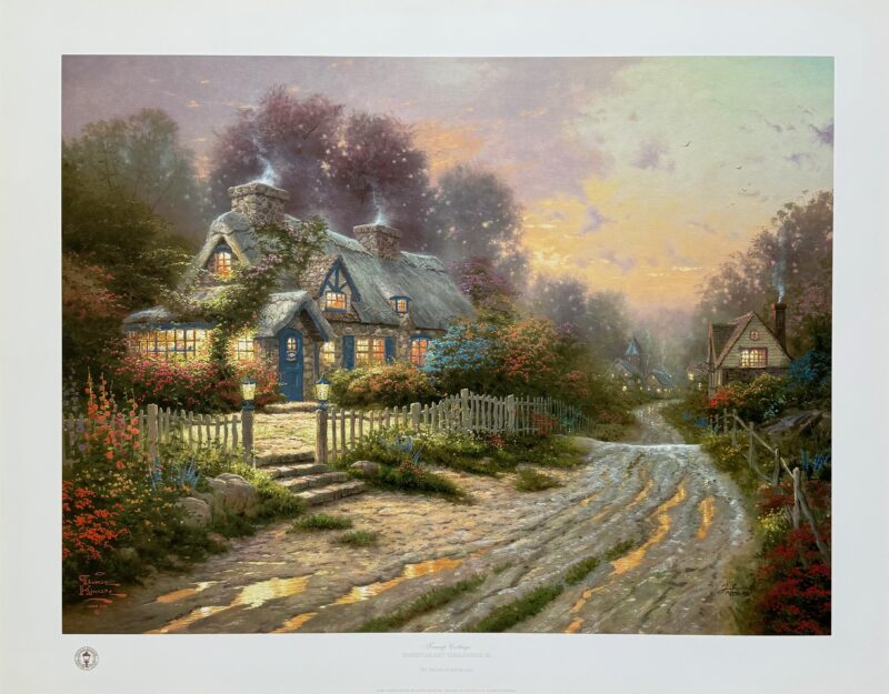 Thomas Kinkade TEACUP COTTAGE Hand Signed Limited Edition Lithograph 18" x 24"