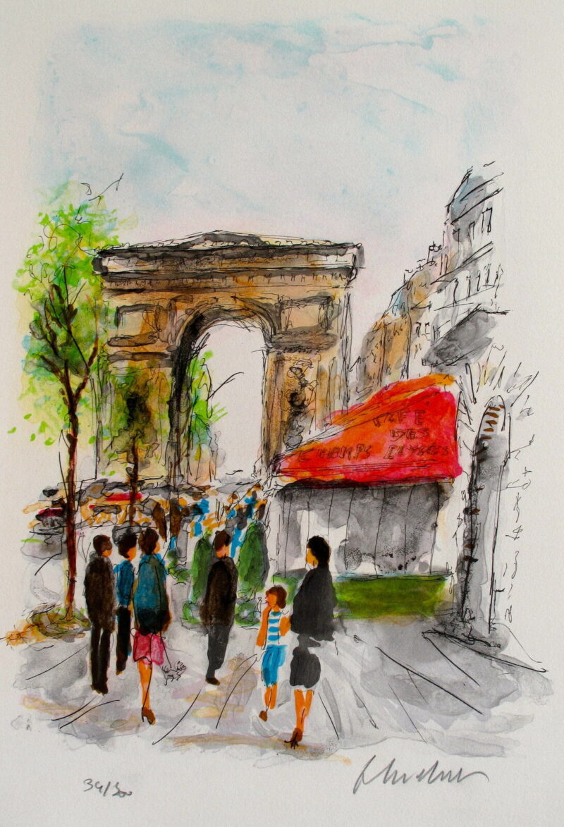 Urbain Huchet ARC DE TRIOMPHE Hand Signed Limited Edition Lithograph