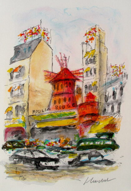 Urbain Huchet MOULIN ROUGE Hand Signed Limited Edition Lithograph