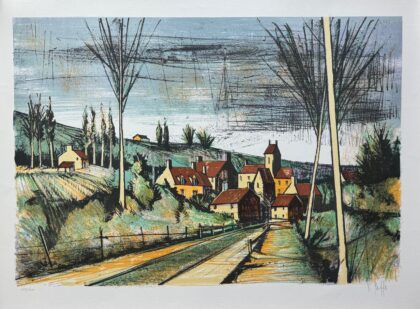 V. BEFFA Hand Signed Original Lithograph ROAD THE THE VILLAGE Bernard Buffet