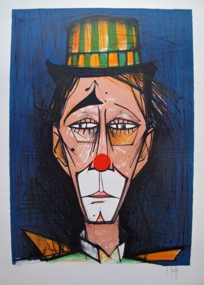 V. BEFFA Hand Signed Original Lithograph CLOWN Bernard Buffet