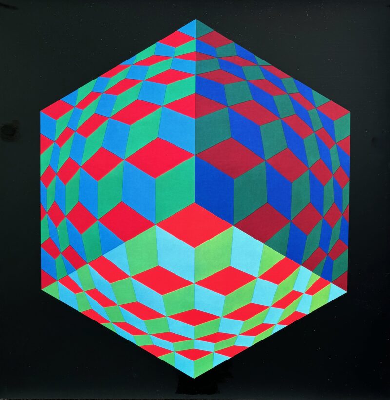 VICTOR VASARELY 1971 Heliogravure Print Art 16.5 x 16.5' HAT-VI