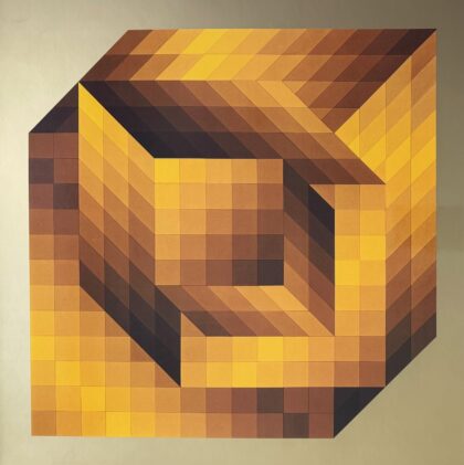 VICTOR VASARELY 1974 Heliogravure Print Art 16.5" x 16.5" AXO-44