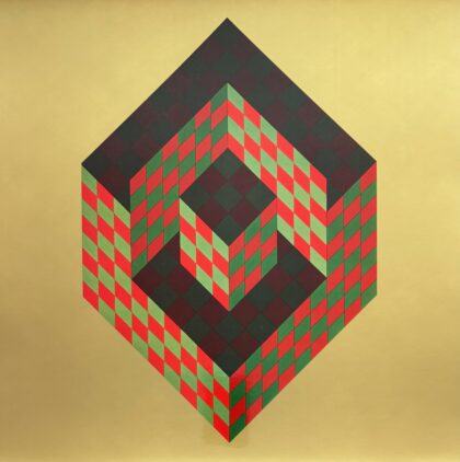 VICTOR VASARELY 1974 Heliogravure Print Art 16.5" x 16.5" BIDIM