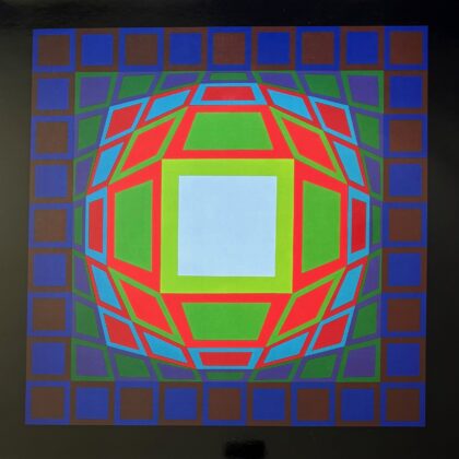 VICTOR VASARELY 1974 Heliogravure Print Art 16.5" x 16.5" GYEMANT