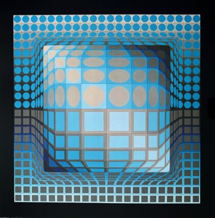VICTOR VASARELY 1974 Heliogravure Print Art 16.5" x 16.5" KOSKA-REV
