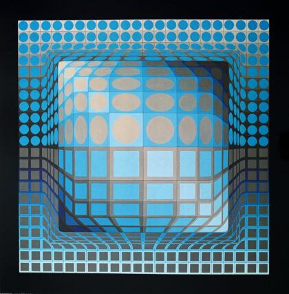 VICTOR VASARELY 1974 Heliogravure Print Art 16.5" x 16.5" KOSKA-REV