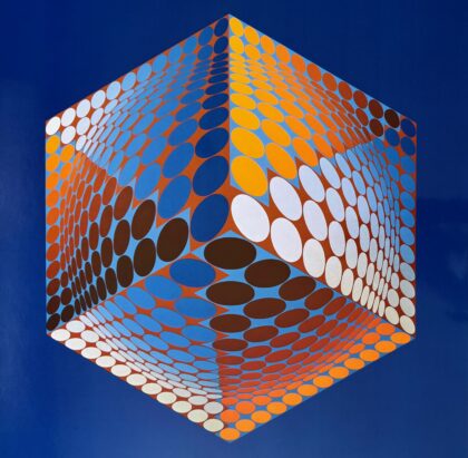 VICTOR VASARELY 1974 Heliogravure Print Art 16.5" x 16.5" TUPA-3