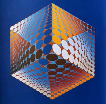 VICTOR VASARELY 1974 Heliogravure Print Art 16.5" x 16.5" TUPA-3