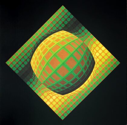 VICTOR VASARELY 1974 Heliogravure Print Art 16.5" x 16.5" VEGA-ZETT -01