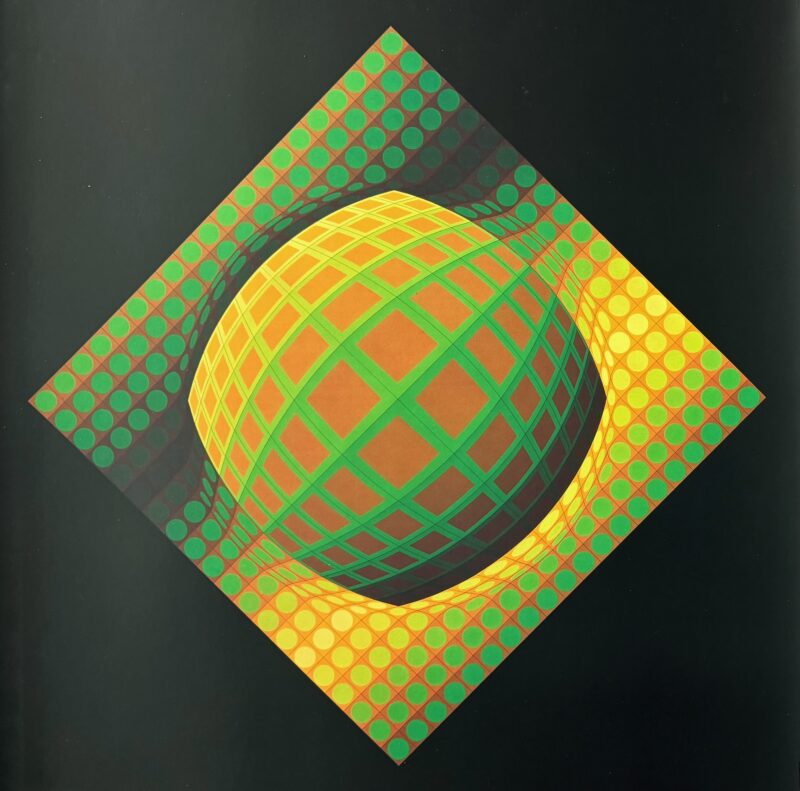 VICTOR VASARELY 1974 Heliogravure Print Art 16.5" x 16.5" Vega-Zett -01