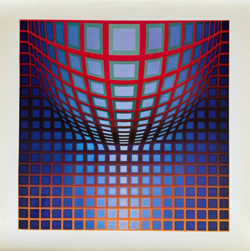 VICTOR VASARELY 1974 Heliogravure Print Art 24" x 24' Kezdi-Vega