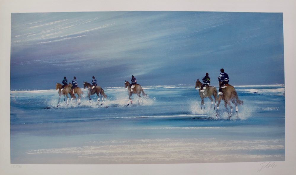 Victor Spahn RIDERS ON THE BEACH Hand Signed Limited Edition Serigraph