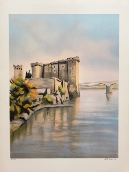 Victor Zarou RIVER FORTRESS Hand Signed Limited Edition Lithograph