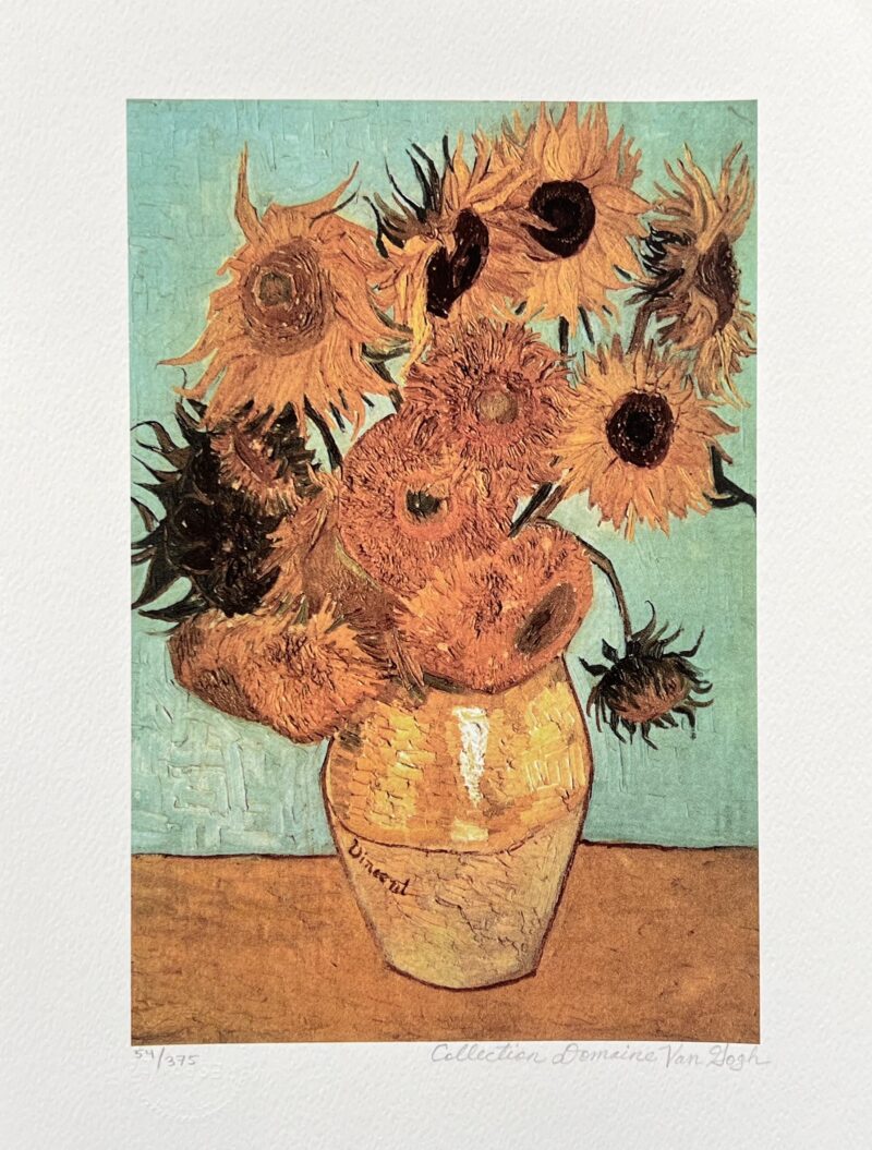 Vincent Van Gogh VASE WITH SUNFLOWERS Estate Signed Giclee 16" x 12"