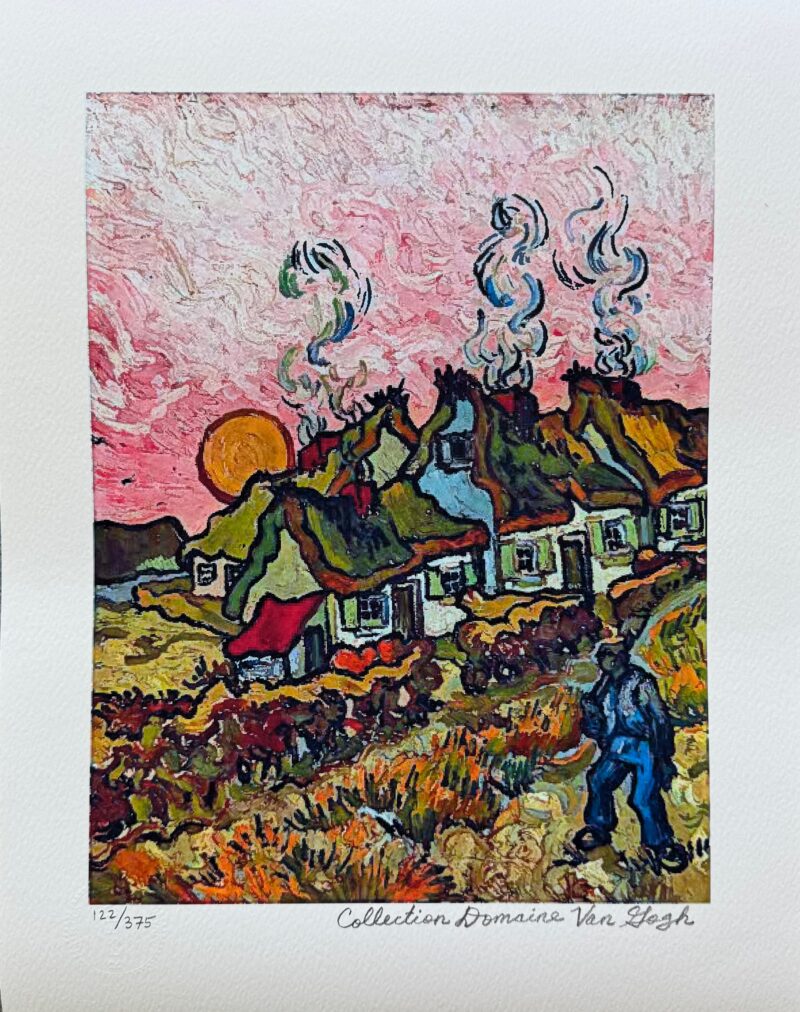 Vincent Van Gogh THATCHED COTTAGES Estate Signed Limited Edition Giclee 12 x 16