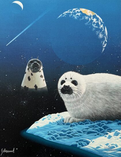 WILLIAM SCHIMMEL Hand Signed Serigraph WHITE SEAL PUPS - OUR HOME TOO IV